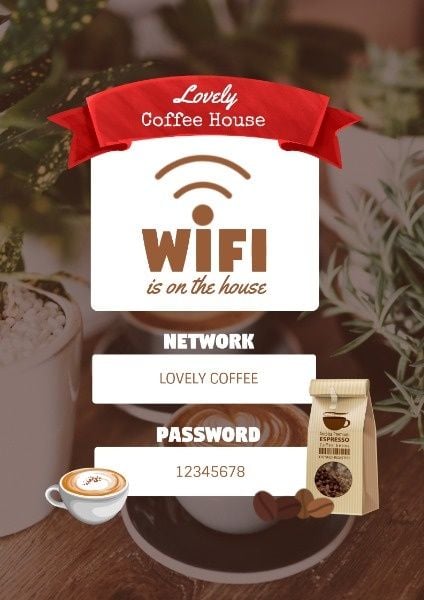 wi-fi, coffee house, cafe, WIFI Connected Poster Template
