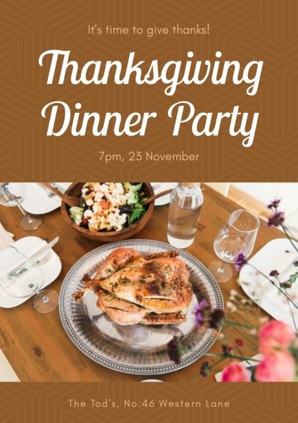 banquet, event, celebration, Thanksgiving Dinner Party Poster Template