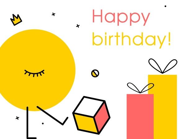 Happy birthday, gift, Box, Red And Yellow Cute Happy Birthday  Card Template