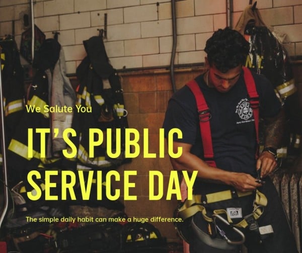 Black Happy Public Service Day Facebook Post