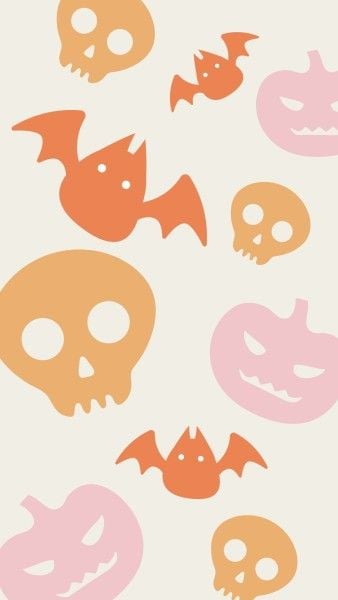 lock screen, holiday, festival, Pink And Yellow Joyful Cartoon Halloween Mobile Wallpaper Template