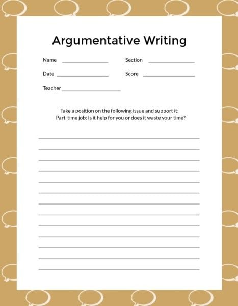essay, paper, homework, Brown White Argumentative Writing Worksheet Template