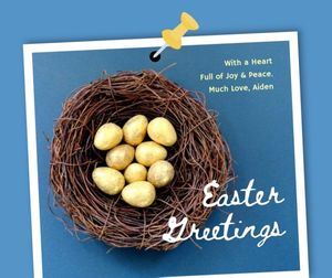 egg, eater, nest, Blue Easter Greeting Facebook Post Template