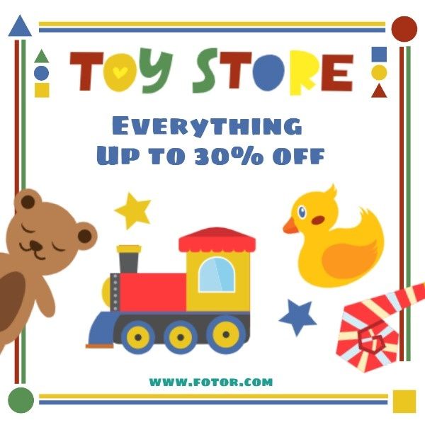 star, play, discount, Cute Toy Store Instagram Post Template