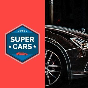 cars, banner, youtube, Red Super Car News Channel Instagram Post Template