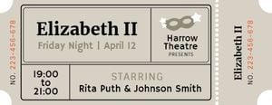 theatre, performance, show, Grey Vintage Theater Ticket Template