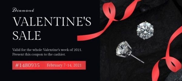 diamond, discount, marketing, Black Valentine's Sale Gift Certificate Template