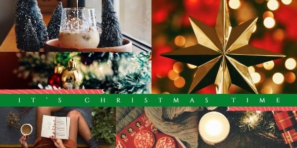 festival, holiday, merry christmas, Festive Christmas Collage Twitter Post Template