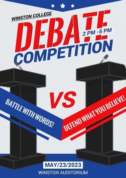 debates, competitions, podiums, Debate Competition Poster Template