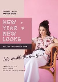 fashion, life, style, New Year New Look Poster Template