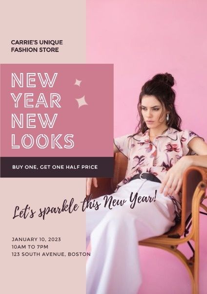 fashion, life, style, New Year New Look Poster Template