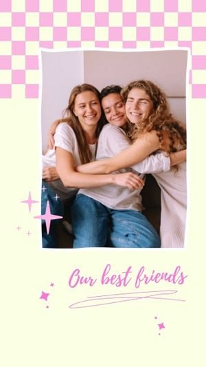 Pink Checkerboard Background Happy Friends Instagram Story