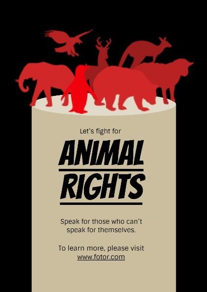 动物剪影动物权利 英文海报