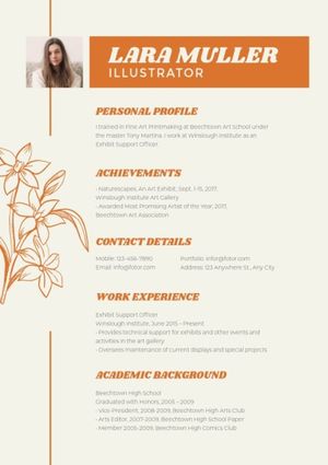 cv, job, work, Illustrator Floral Art Resume Template