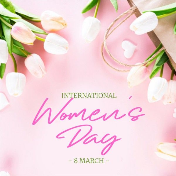 women's day, international women's day, march 8, Pink Flower Photo Womens Day Instagram Post Template