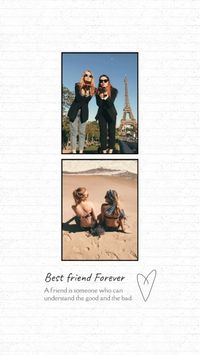 friendship, love, women, Wall Background Best Friend Photo Collage Instagram Story Template