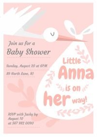 newborn, party, event, Baby Shower  Cartoon Invitation Template