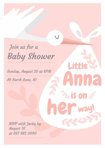 newborn, party, event, Baby Shower  Cartoon Invitation Template
