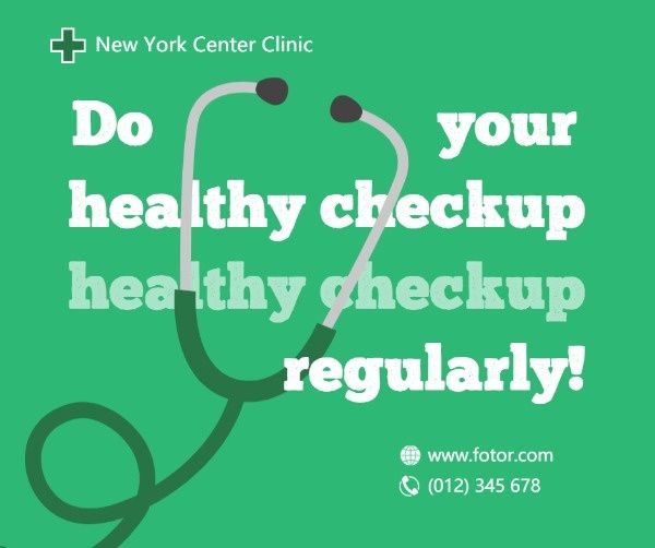 healthy, clinic, health, Hospital Green Checkup Poster Facebook Post Template