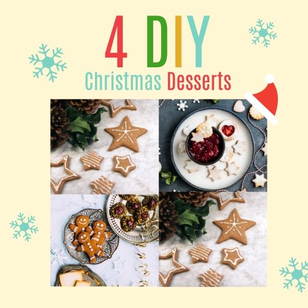 cake, food, social media, DIY Christmas Desserts Instagram Post Template