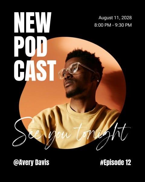 Black Simple Modern Podcast