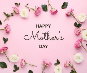 mothers day, mother day, celebration, Pink Minimal Floral Mother's Day Greeting Facebook Post Template