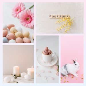 Pink And Blue Gradient Easter  Collage Photo Collage (Square)