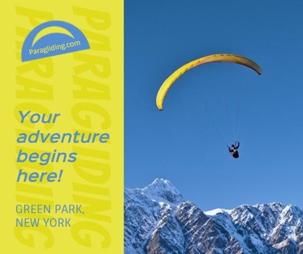 exercise, life, adventure, Blue And Yellow Paragliding Sport Facebook Post Template