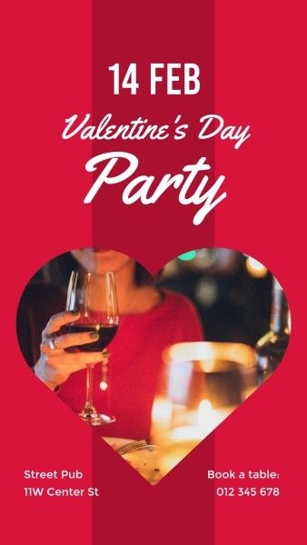 love, couple, dinner, Red Symmetric Valentine Day Party Ins Story Instagram Story Template