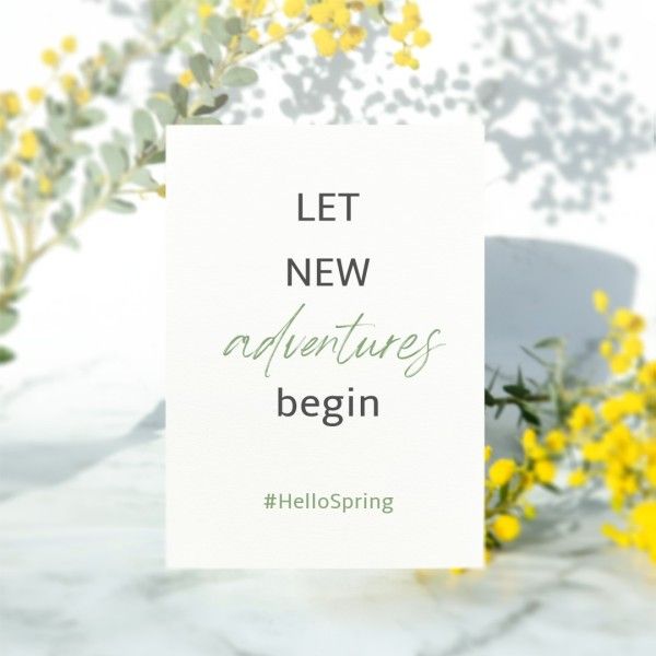 photo, plant, flower, Green And White Organic Hello Spring Quote Instagram Post Template