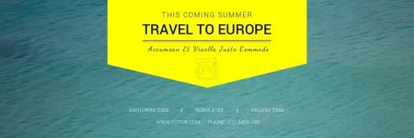 summer, season, journey, Travel To Europe Twitter Cover Template