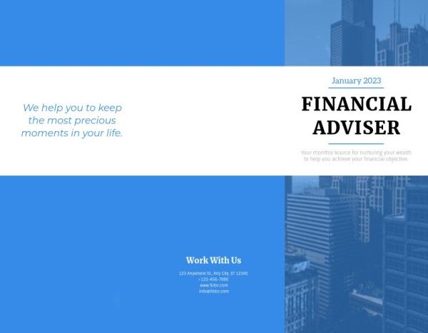  marketing,  business,  company, Blue Financial Adviser  Brochure Template
