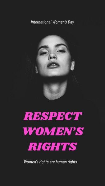 女性の権利を尊重する黒とピンク Instagram Story