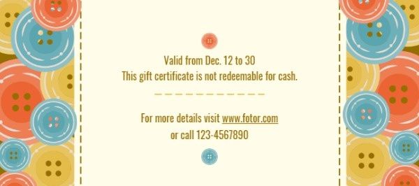 tailor, sewing service, sewing studio, Gift Voucher Gift Certificate Template