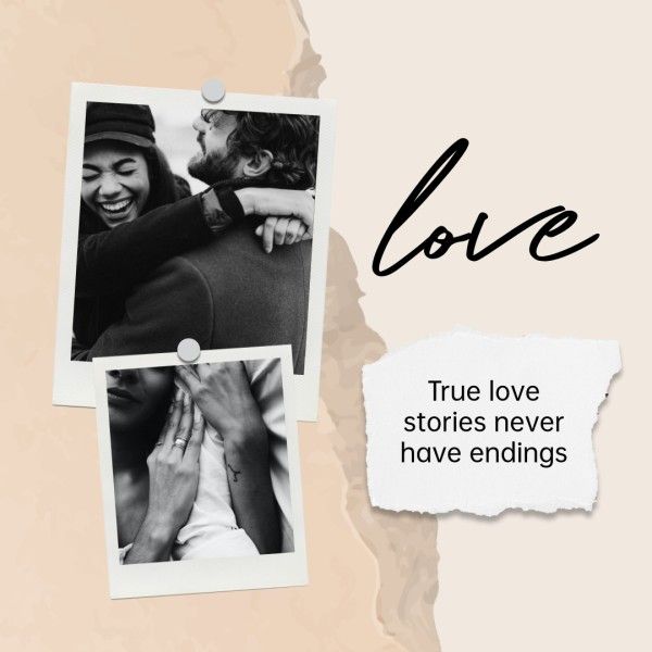love, couple, lover, Beige And Brown Scrapbook Collage Photo Collage (Square) Template