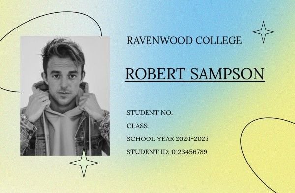 Yellow College Student Work Pass ID Card