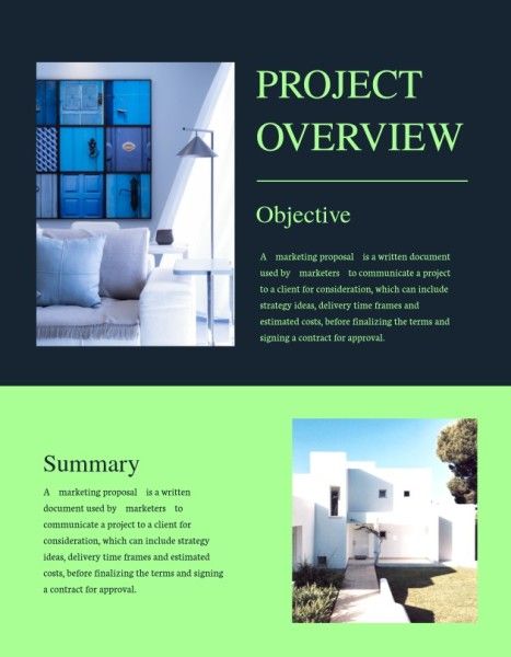  marketing proposals,  business,  company, Black And Green Low Carbon Apartment Marketing Proposal Template