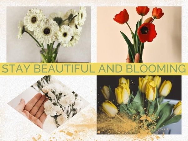 floria, beautiful, blooming, Flower Collage Card Template