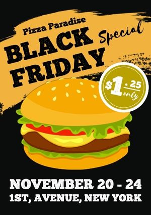 pizza, food, fast food, Black Friday Hamburger Sale Poster Template