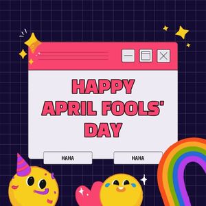 event, celebration, festival, Black UI Digitalism Funny April Fools' Day Instagram Post Template