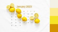 白と黄色のレモンカレンダー カレンダー