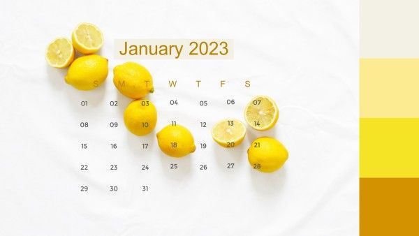 白色和黄色柠檬日历 日历