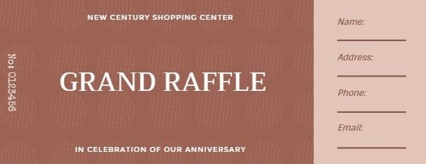 grand raffle, business, coupon, Red Shopping Center Raffle Ticket Template