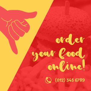 online, food delivery, restaurant, Red And Yellow Food Ordering Service Instagram Post Template