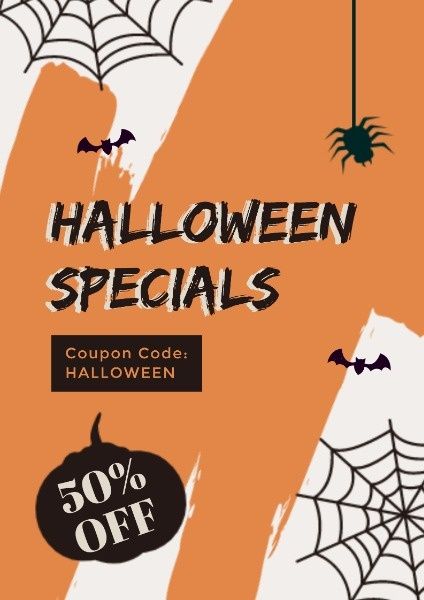 special offer, spooky, scary, Yellow Halloween Special Discount  Poster Template