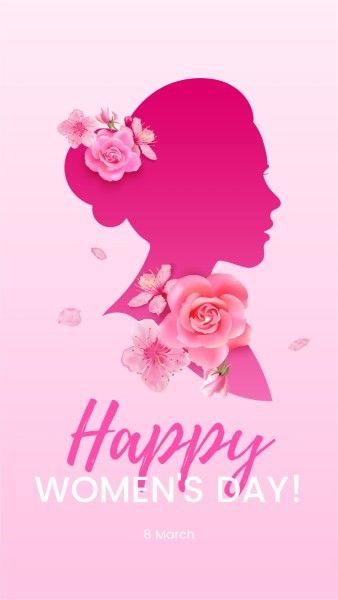 women's day, international women's day, march 8, Pink Illustration Happy Womens Day Instagram Story Template