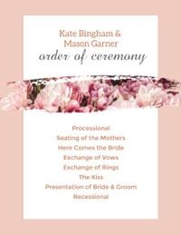 ピンクホワイト花の結婚式 プログラム