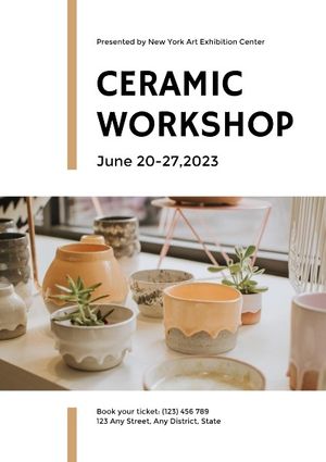 exhibition, show, art, Simple Ceramic Workshop Display Poster Template