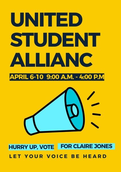 school, university, college, Yellow United Student Allianc Poster Template