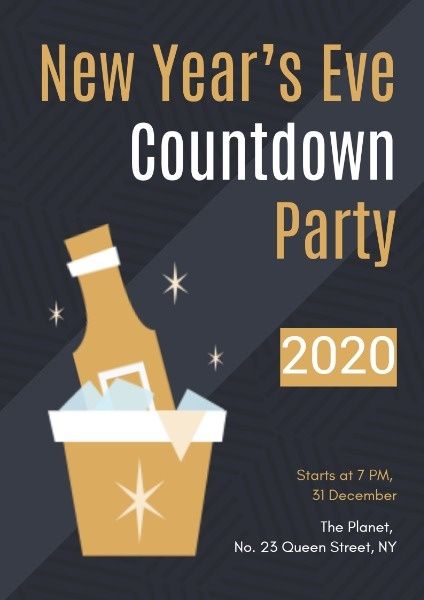 festival, holiday, christmas, New Year's Eve Countdown Party Poster Template